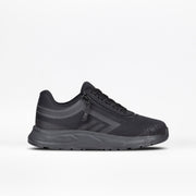 The Black to the Floor BILLY Sport Inclusion kids sneaker by BILLY Footwear features a low profile, lace-up closure, textured sole, and subtle side stripes, shown on a plain white background.
